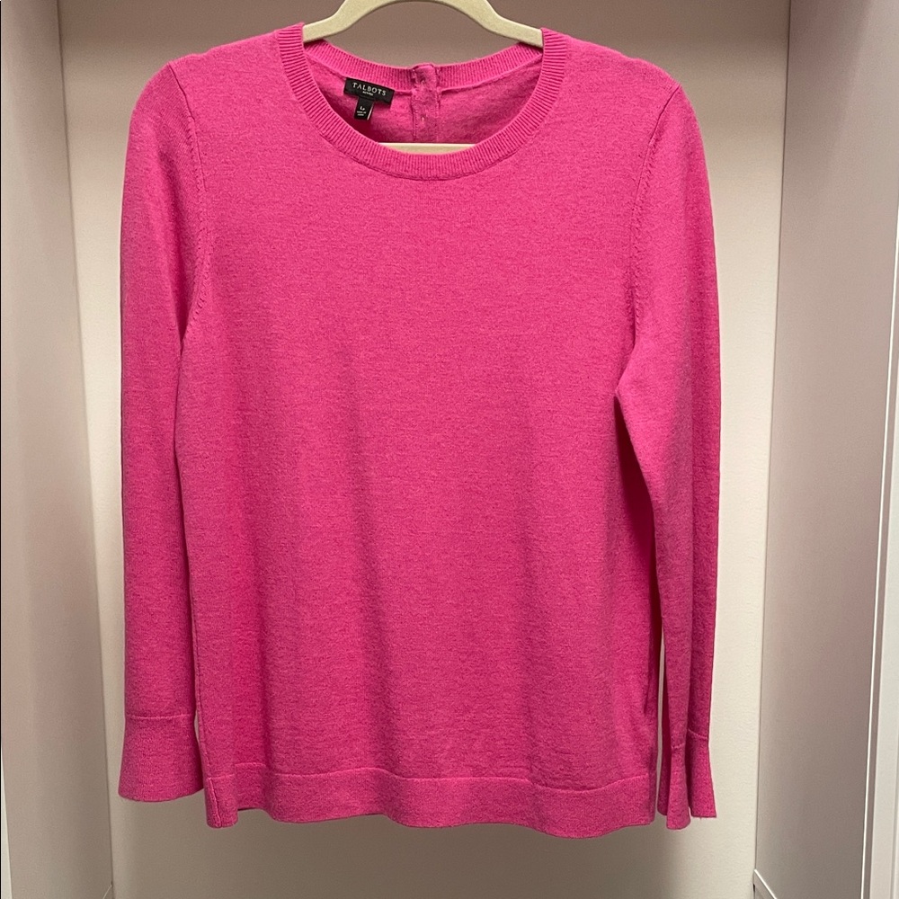 Talbots NWOT Pink Poet  Sleeve Sweater Size L Petite